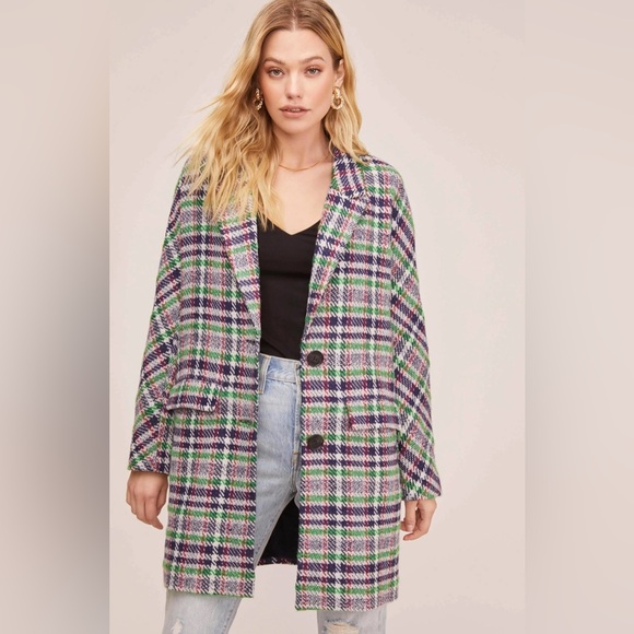 ASTR The Label Keller Plaid Wool Blend Coat Size Large - Picture 3 of 15